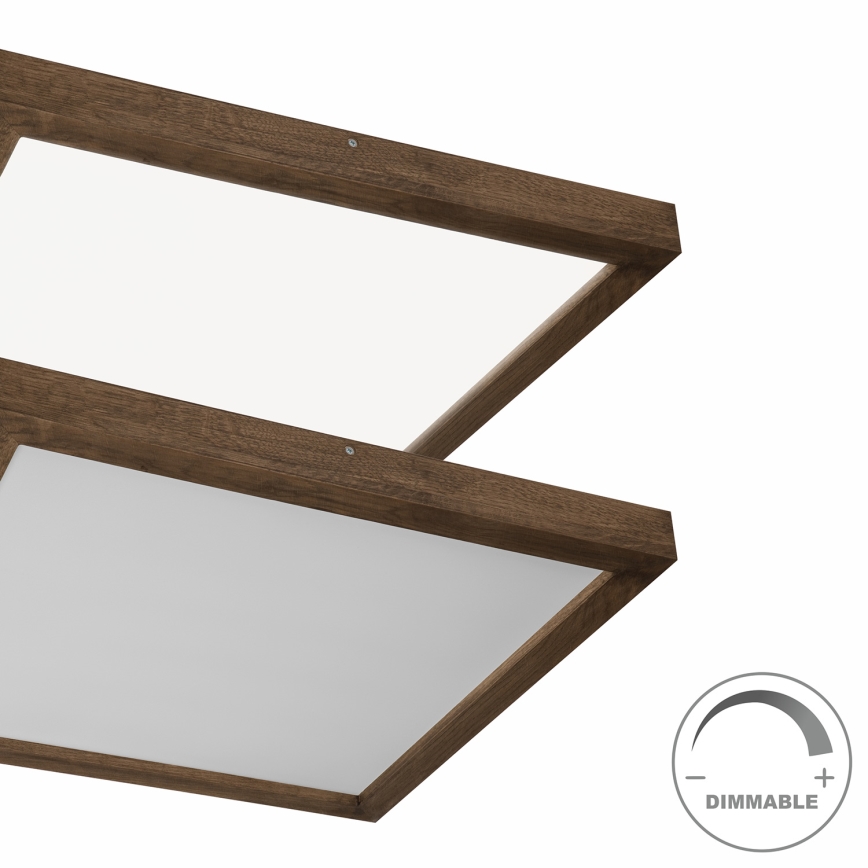 Brilagi - LED Dimmable bathroom ceiling light WOODY FRAME LED/50W/230V oak walnut 60x60 cm 3000-6000K IP44 + remote control