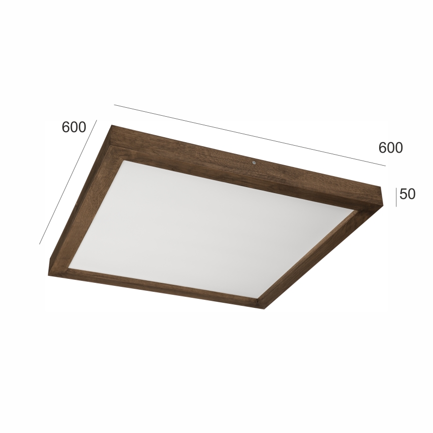 Brilagi - LED Dimmable bathroom ceiling light WOODY FRAME LED/50W/230V oak walnut 60x60 cm 3000-6000K IP44 + remote control