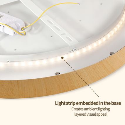 Brilagi - Dimmable LED ceiling light GLASS POOL DOUBLE LED/80W/230V 3000-6000K 60 cm wood-effect finish + remote control