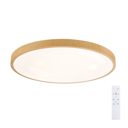 Brilagi - Dimmable LED ceiling light GLASS POOL DOUBLE LED/80W/230V 3000-6000K 60 cm wood-effect finish + remote control
