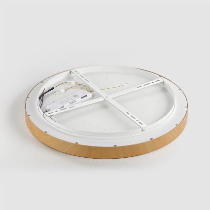 Brilagi - Dimmable LED ceiling light GLASS POOL DOUBLE LED/80W/230V 3000-6000K 60 cm wood-effect finish + remote control