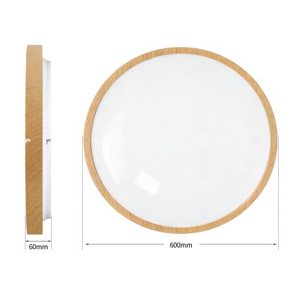 Brilagi - Dimmable LED ceiling light GLASS POOL DOUBLE LED/80W/230V 3000-6000K 60 cm wood-effect finish + remote control