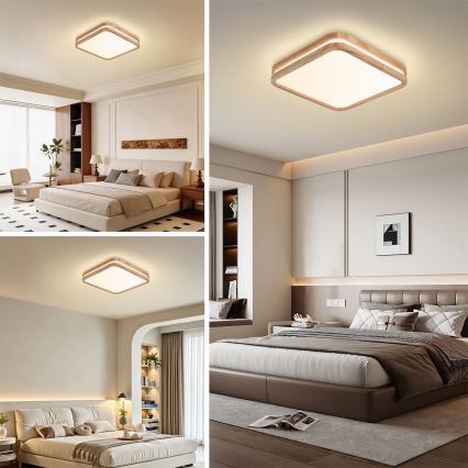 BRILAGI - MOLINA SQUARE LED Dimmable Ceiling Light LED/48W/230V 3000-6000K oak 40x40 cm + remote control