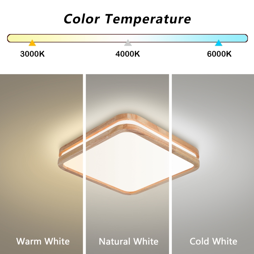 BRILAGI - MOLINA SQUARE LED Dimmable Ceiling Light LED/48W/230V 3000-6000K oak 40x40 cm + remote control