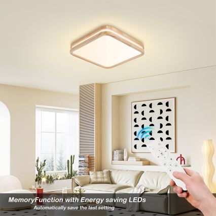 BRILAGI - MOLINA SQUARE LED Dimmable Ceiling Light LED/48W/230V 3000-6000K oak 40x40 cm + remote control