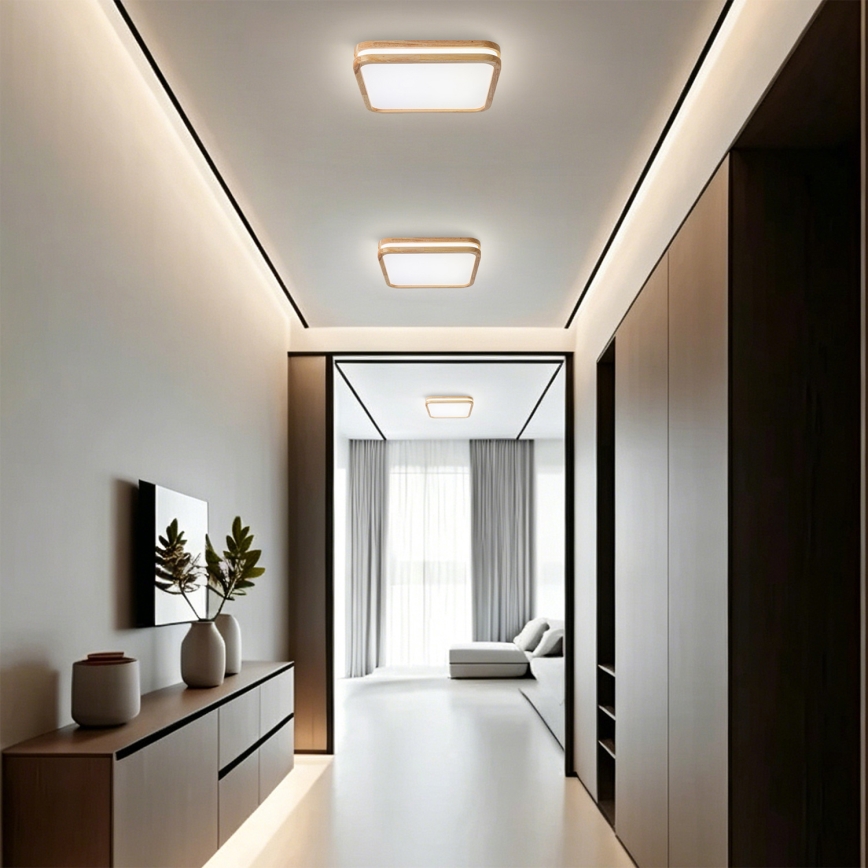 BRILAGI - MOLINA SQUARE LED Dimmable Ceiling Light LED/48W/230V 3000-6000K oak 40x40 cm + remote control