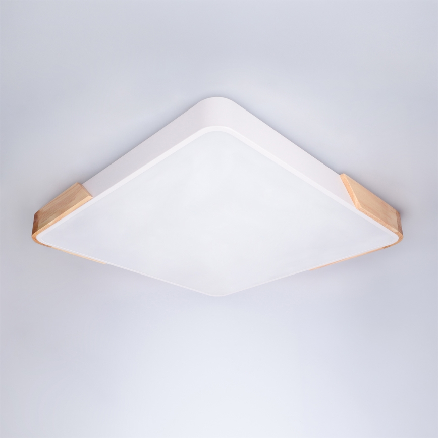 Brilagi - PILANA Dimmable LED ceiling light LED/60W/230V 3000-6500K oak/white 56x56 cm + remote control