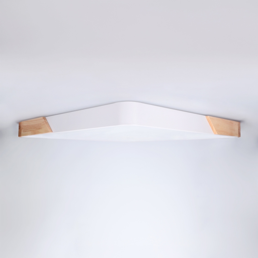 Brilagi - PILANA Dimmable LED ceiling light LED/60W/230V 3000-6500K oak/white 56x56 cm + remote control