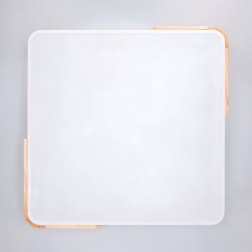 Brilagi - PILANA Dimmable LED ceiling light LED/60W/230V 3000-6500K oak/white 56x56 cm + remote control