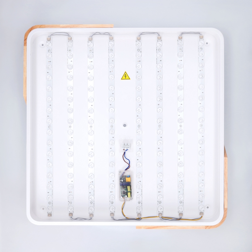 Brilagi - PILANA Dimmable LED ceiling light LED/60W/230V 3000-6500K oak/white 56x56 cm + remote control