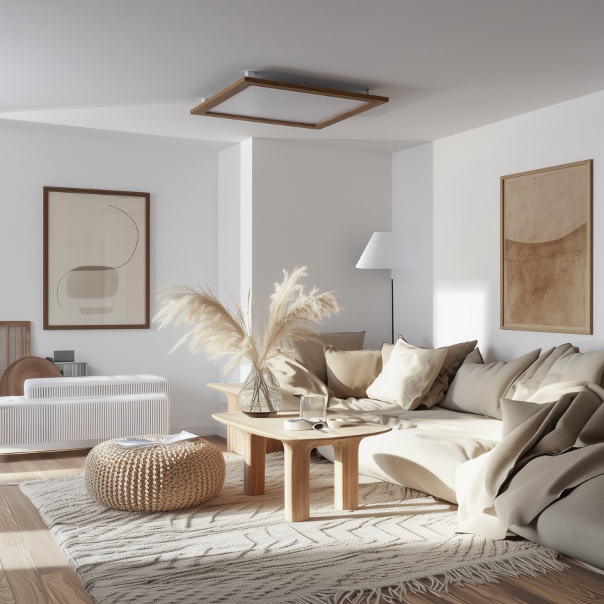 Brilagi - SLIMFRAME WOOD Dimmable LED Ceiling Light LED/58W/230V 64x64 cm 3000-6000K brown + remote control