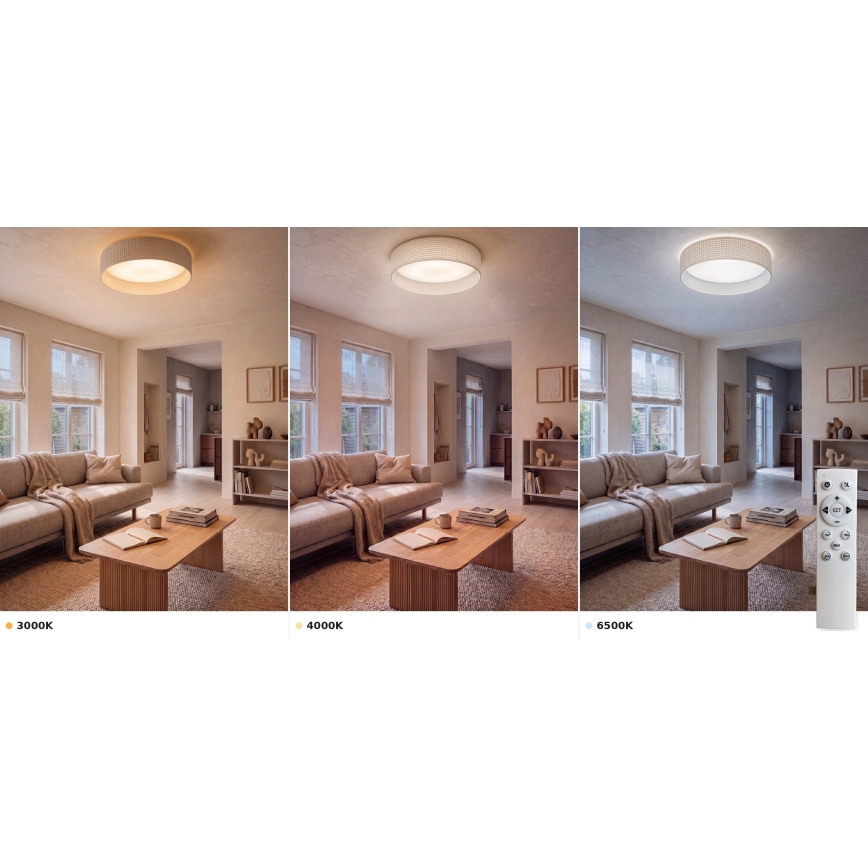 BRILAGI - LED Dimmable Ceiling Light VELVET SMART VARI LED/24W/230V 3000–6500K Ø 45 cm Cream + Remote Control