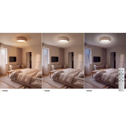 BRILAGI - VELVET SMART VARI LED Dimmable Ceiling Light/36W/230V 3000-6500K Ø55 cm Beige + Remote Control