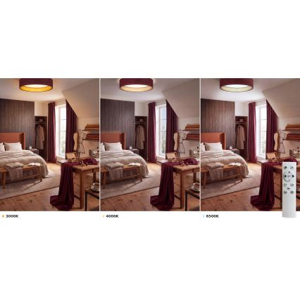 BRILAGI - LED Dimmable Ceiling Light VELVET SMART VARI LED/36W/230V 3000-6500K dia. 55 cm burgundy/gold + remote control