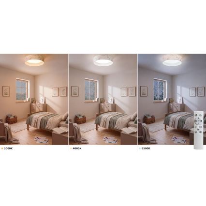 BRILAGI - LED Dimmable Ceiling Light VELVET SMART VARI 36W/230V 3000-6500K Ø 55 cm white/flower pattern + remote control