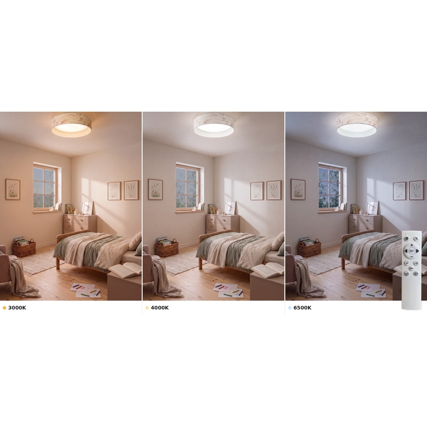BRILAGI - LED Dimmable Ceiling Light VELVET SMART VARI 36W/230V 3000-6500K Ø 55 cm white/flower pattern + remote control