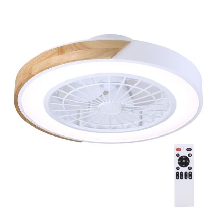 Brilagi - Dimmable LED Ceiling Light with Fan LED/30W/230V 3000-6500K Ø50 cm White/Oak + Remote Control