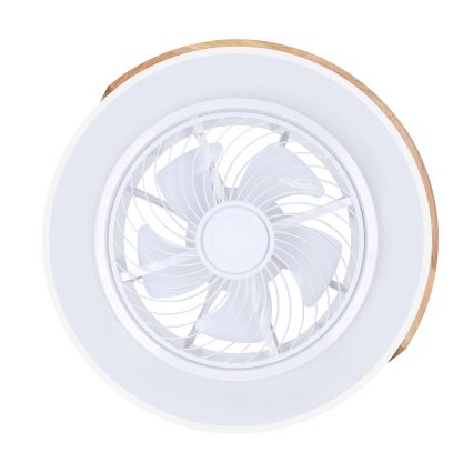 Brilagi - Dimmable LED Ceiling Light with Fan LED/30W/230V 3000-6500K Ø50 cm White/Oak + Remote Control
