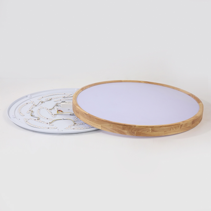 Brilagi - WOODROUND Dimmable LED Ceiling Light LED/70W/230V 3000-6000K Ø 80 cm Wood CRI 90 + Remote Control