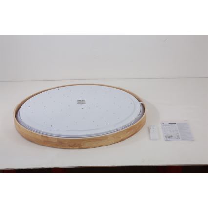 Brilagi - WOODROUND Dimmable LED Ceiling Light LED/70W/230V 3000-6000K Ø 80 cm Wood CRI 90 + Remote Control