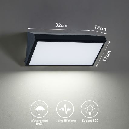 Brilagi - LED Dimmable Outdoor Wall Light TRIANGLE 1xE27/6W/230V 2700-6500K IP65 Black
