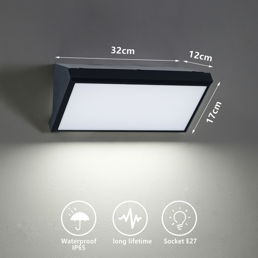 Brilagi - LED Dimmable Outdoor Wall Light TRIANGLE 1xE27/6W/230V 2700-6500K IP65 Black
