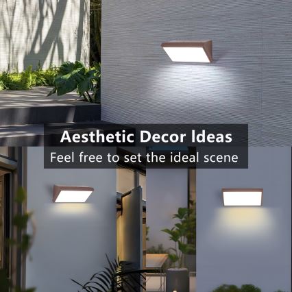 Brilagi - TRIANGLE Dimmable LED Outdoor Wall Light 1xE27/6W/230V 2700-6500K IP65 brown
