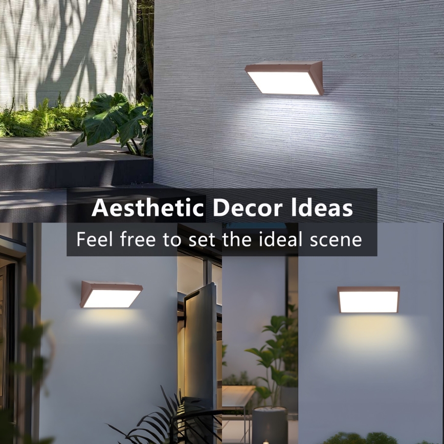 Brilagi - TRIANGLE Dimmable LED Outdoor Wall Light 1xE27/6W/230V 2700-6500K IP65 brown
