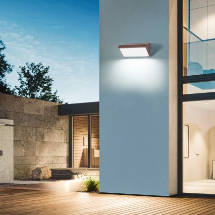 Brilagi - TRIANGLE Dimmable LED Outdoor Wall Light 1xE27/6W/230V 2700-6500K IP65 brown