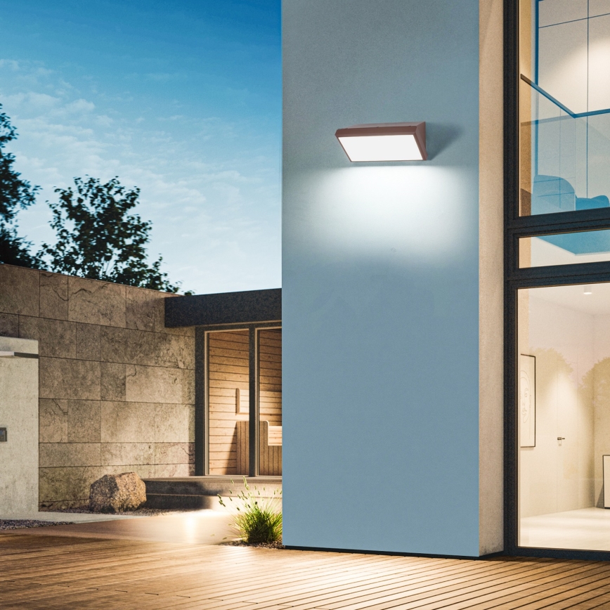 Brilagi - TRIANGLE Dimmable LED Outdoor Wall Light 1xE27/6W/230V 2700-6500K IP65 brown