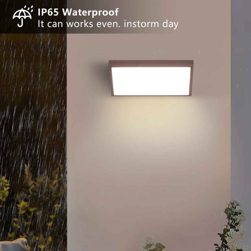 Brilagi - TRIANGLE Dimmable LED Outdoor Wall Light 1xE27/6W/230V 2700-6500K IP65 brown