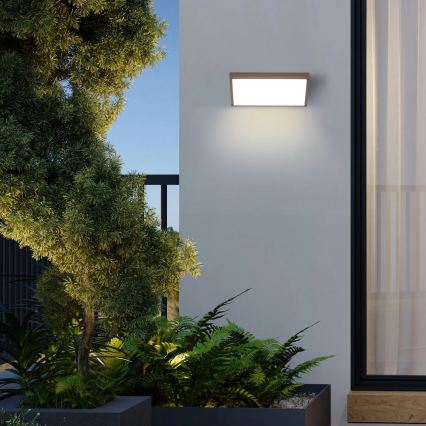 Brilagi - TRIANGLE Dimmable LED Outdoor Wall Light 1xE27/6W/230V 2700-6500K IP65 brown