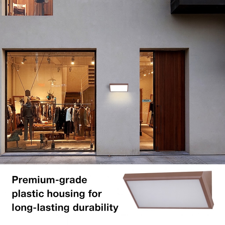 Brilagi - TRIANGLE Dimmable LED Outdoor Wall Light 1xE27/6W/230V 2700-6500K IP65 brown