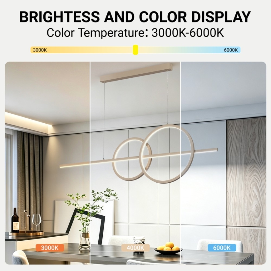 BRILAGI - Dimmable LED pendant light on cable SIGNATURE LED/53W/230V 3000-6000K 120 cm beige+ remote control