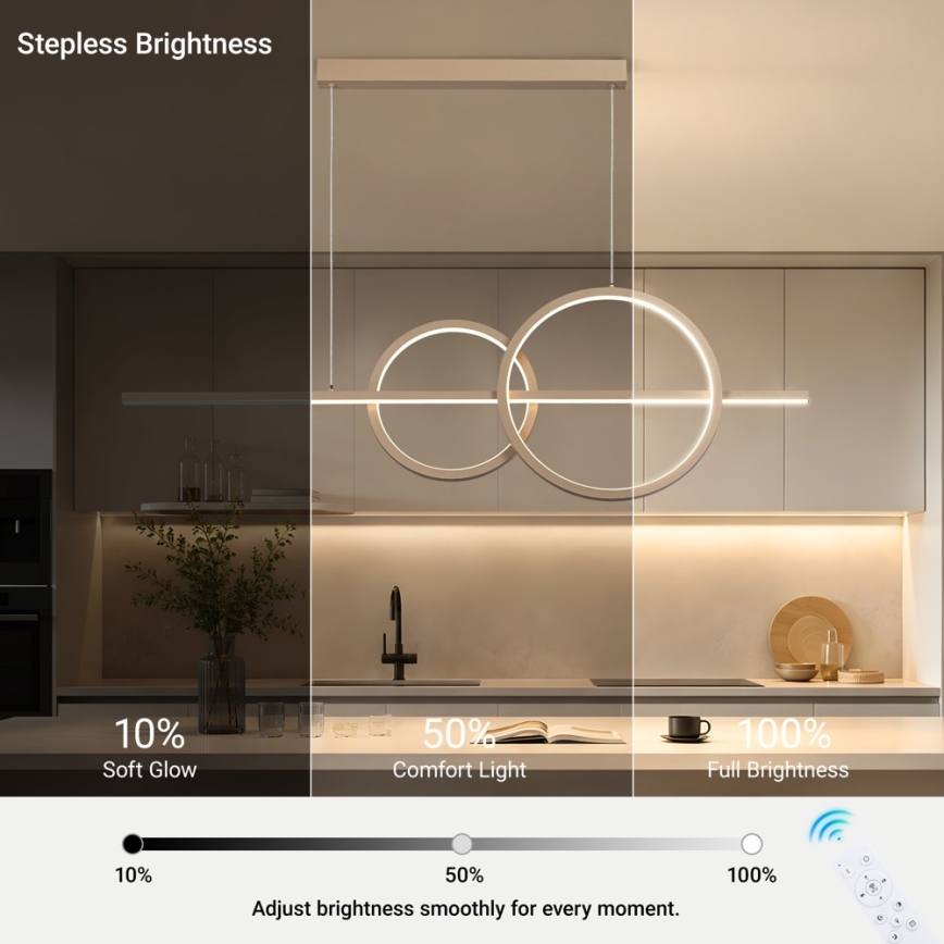 BRILAGI - Dimmable LED pendant light on cable SIGNATURE LED/53W/230V 3000-6000K 120 cm beige+ remote control