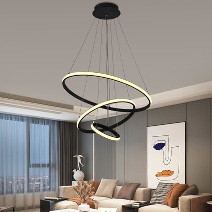 Brilagi - Dimmable LED cable-suspended pendant CIRCLE LED/90W/230V 3000-6500K Ø 60 cm + remote control