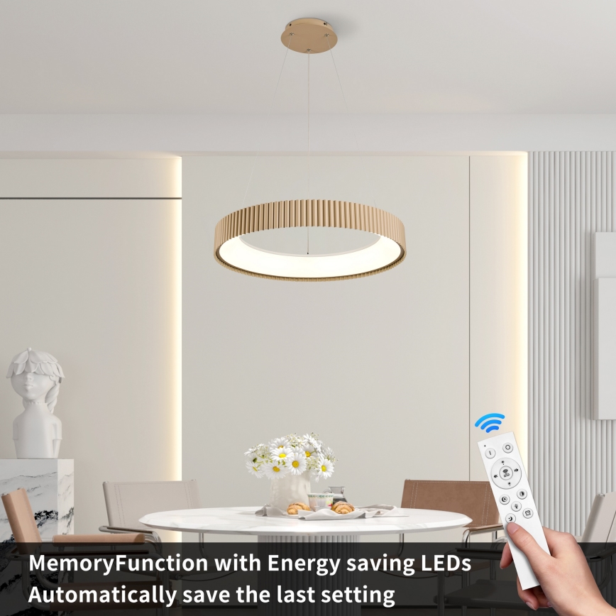 Brilagi - LED Dimmable Cable Pendant FALCON MODERN LED/54W/230V 3000-6500K Ø 60 cm Beige + Remote Control