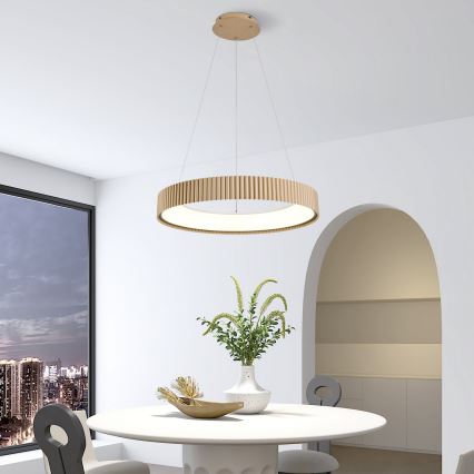 Brilagi - LED Dimmable Cable Pendant FALCON MODERN LED/54W/230V 3000-6500K Ø 60 cm Beige + Remote Control