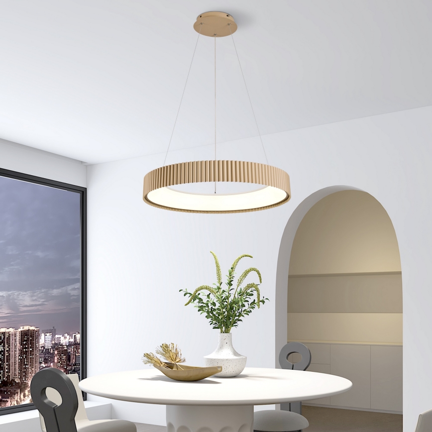 Brilagi - LED Dimmable Cable Pendant FALCON MODERN LED/54W/230V 3000-6500K Ø 60 cm Beige + Remote Control