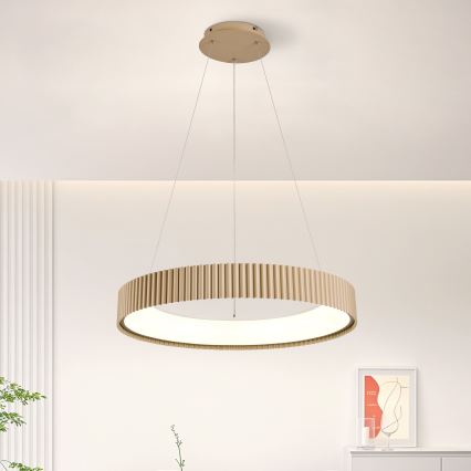 Brilagi - LED Dimmable Cable Pendant FALCON MODERN LED/54W/230V 3000-6500K Ø 60 cm Beige + Remote Control