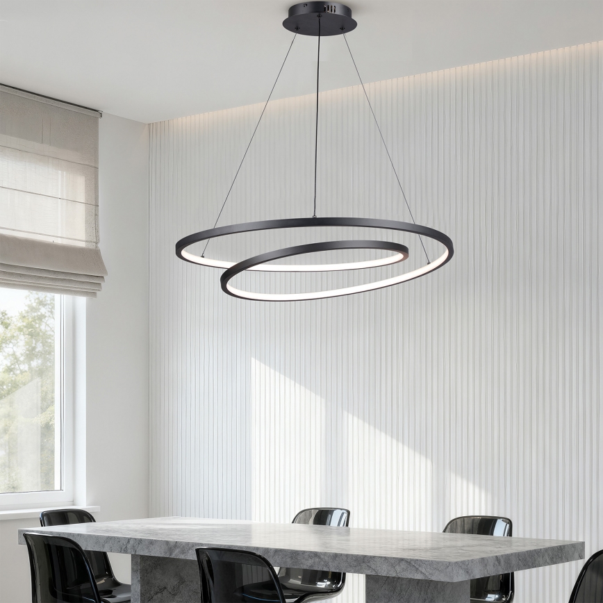 Brilagi - TWISTER LED Dimmable Cable Pendant LED/105W/230V 3000–6000K Ø 100 cm Black + Remote Control