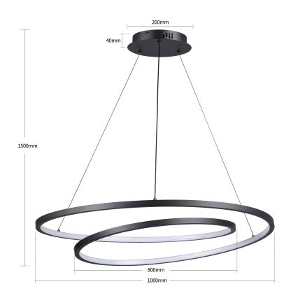 Brilagi - TWISTER LED Dimmable Cable Pendant LED/105W/230V 3000–6000K Ø 100 cm Black + Remote Control