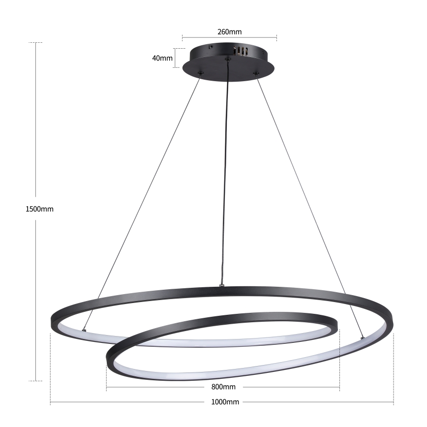 Brilagi - TWISTER LED Dimmable Cable Pendant LED/105W/230V 3000–6000K Ø 100 cm Black + Remote Control