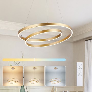 Brilagi - LED Dimmable Pendant Light on Cable TWISTER LED/48W/230V 3000-6000K Ø 50 cm Gold + Remote Control