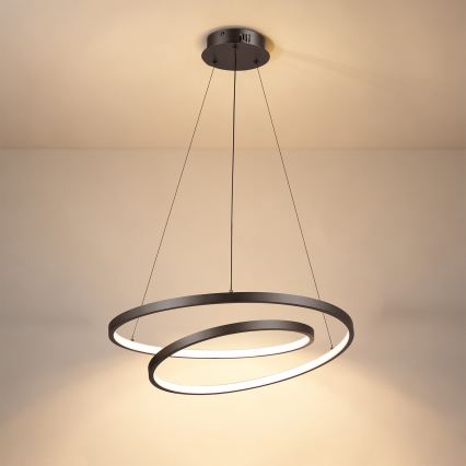 Brilagi - LED Dimmable Cable Pendant TWISTER LED/48W/230V 3000-6000K Ø50 cm Black + Remote Control