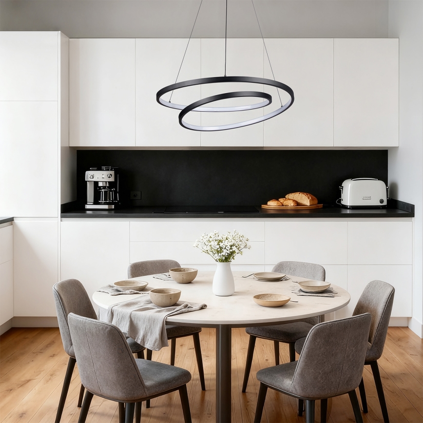 Brilagi - LED Dimmable Cable Pendant TWISTER LED/48W/230V 3000-6000K Ø50 cm Black + Remote Control