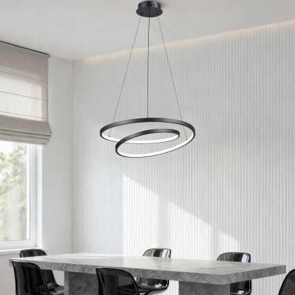 Brilagi - LED Dimmable Cable Pendant TWISTER LED/48W/230V 3000-6000K Ø50 cm Black + Remote Control