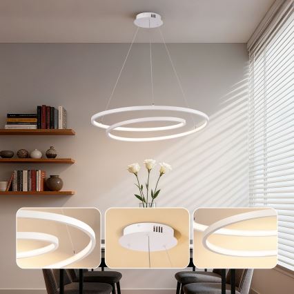 Brilagi - TWISTER LED Dimmable Cable-Suspended Pendant Light LED/75W/230V 3000–6000K Ø70 cm White + Remote Control