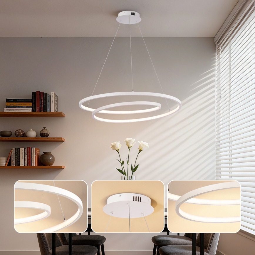 Brilagi - TWISTER LED Dimmable Cable-Suspended Pendant Light LED/75W/230V 3000–6000K Ø70 cm White + Remote Control