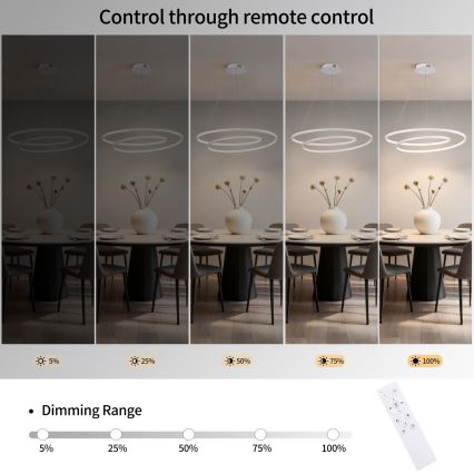Brilagi - TWISTER LED Dimmable Cable-Suspended Pendant Light LED/75W/230V 3000–6000K Ø70 cm White + Remote Control